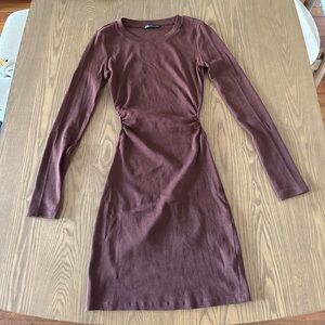 Zara Chocolate Long Sleeve Dress